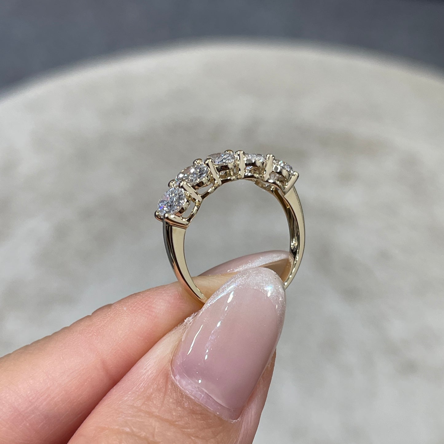 9k Lab diamond oval shape 2ct half eternity ring