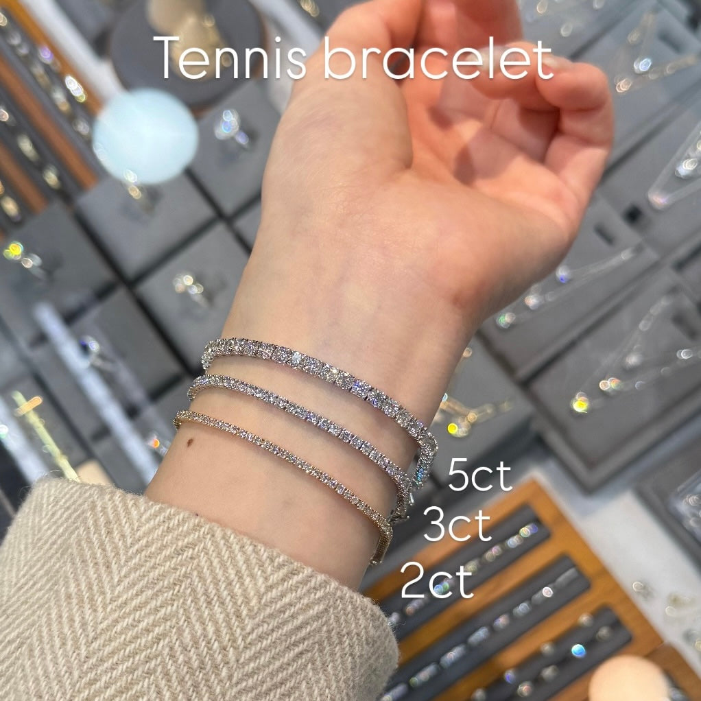 Lab diamond round 3.2ct four-prong tennis bracelet