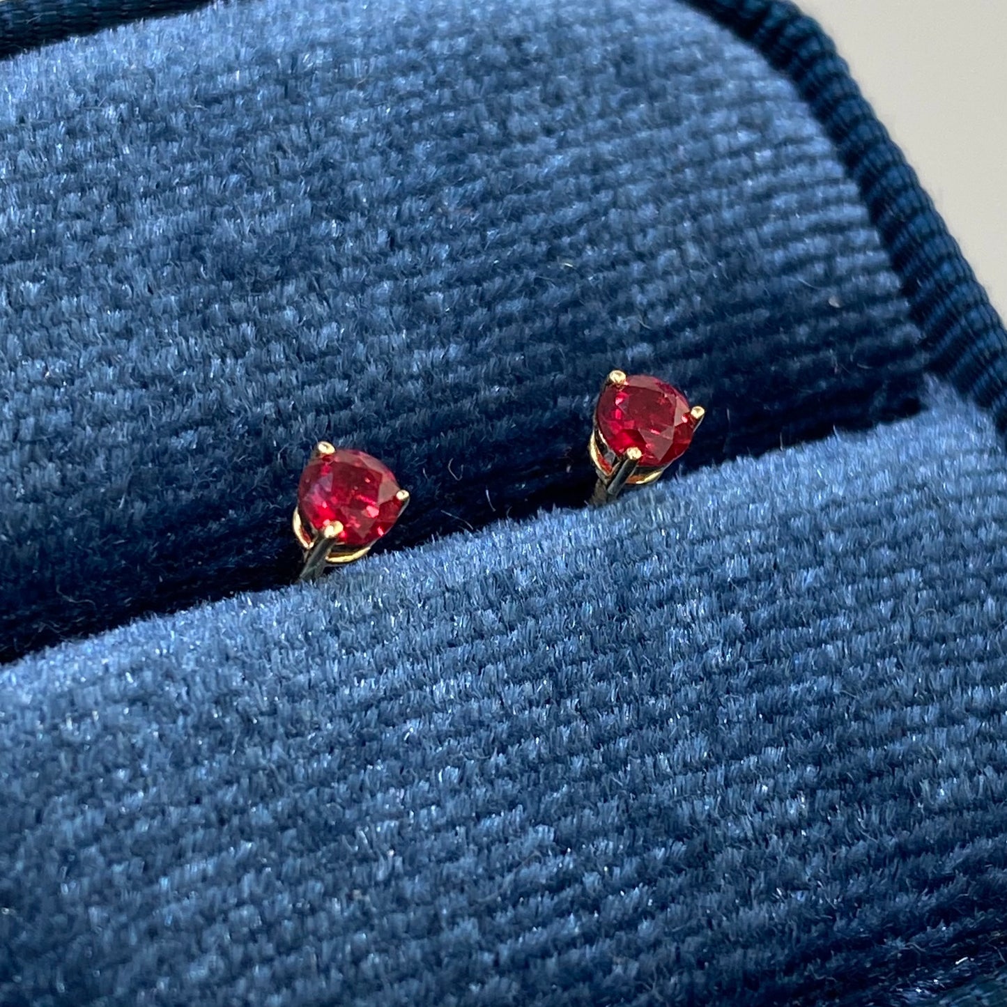 Lab grown ruby round 0.3ct stud earrings-pair