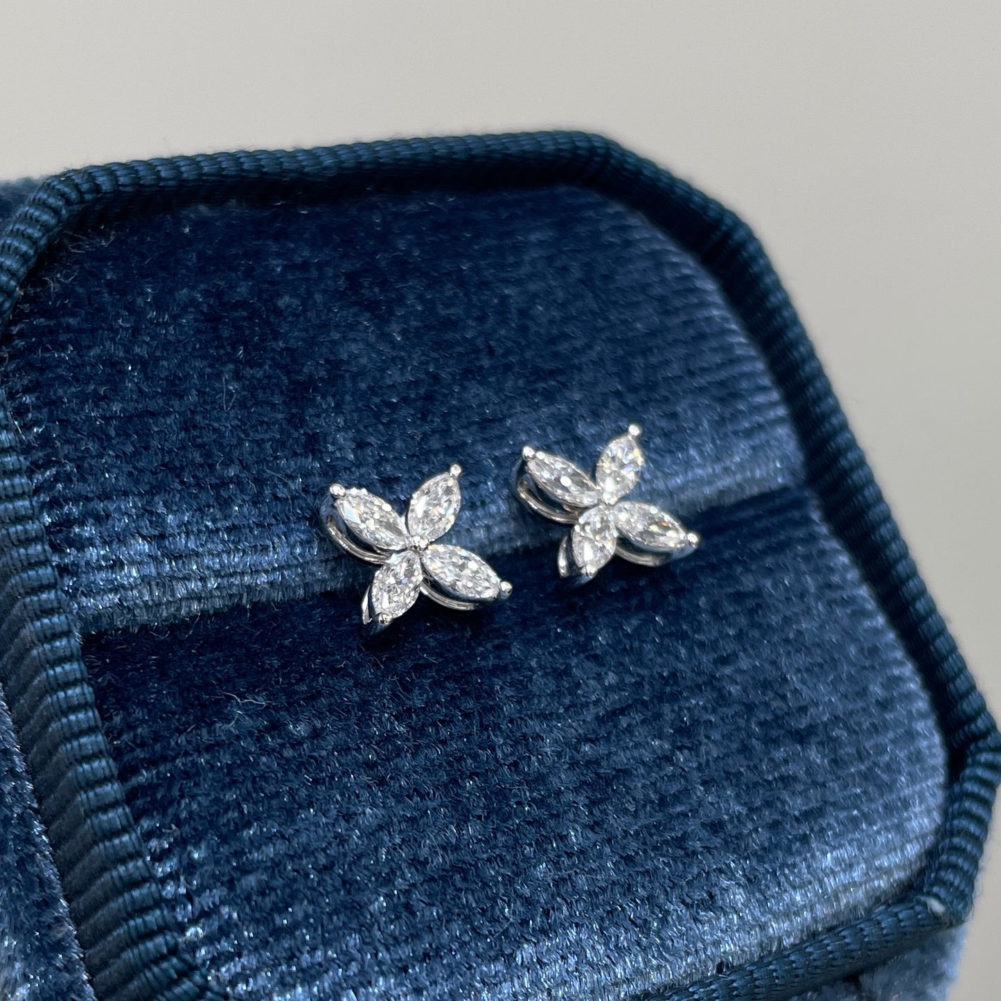 Lab diamond Marquise shape 0.48ct flower stud earrings-pair