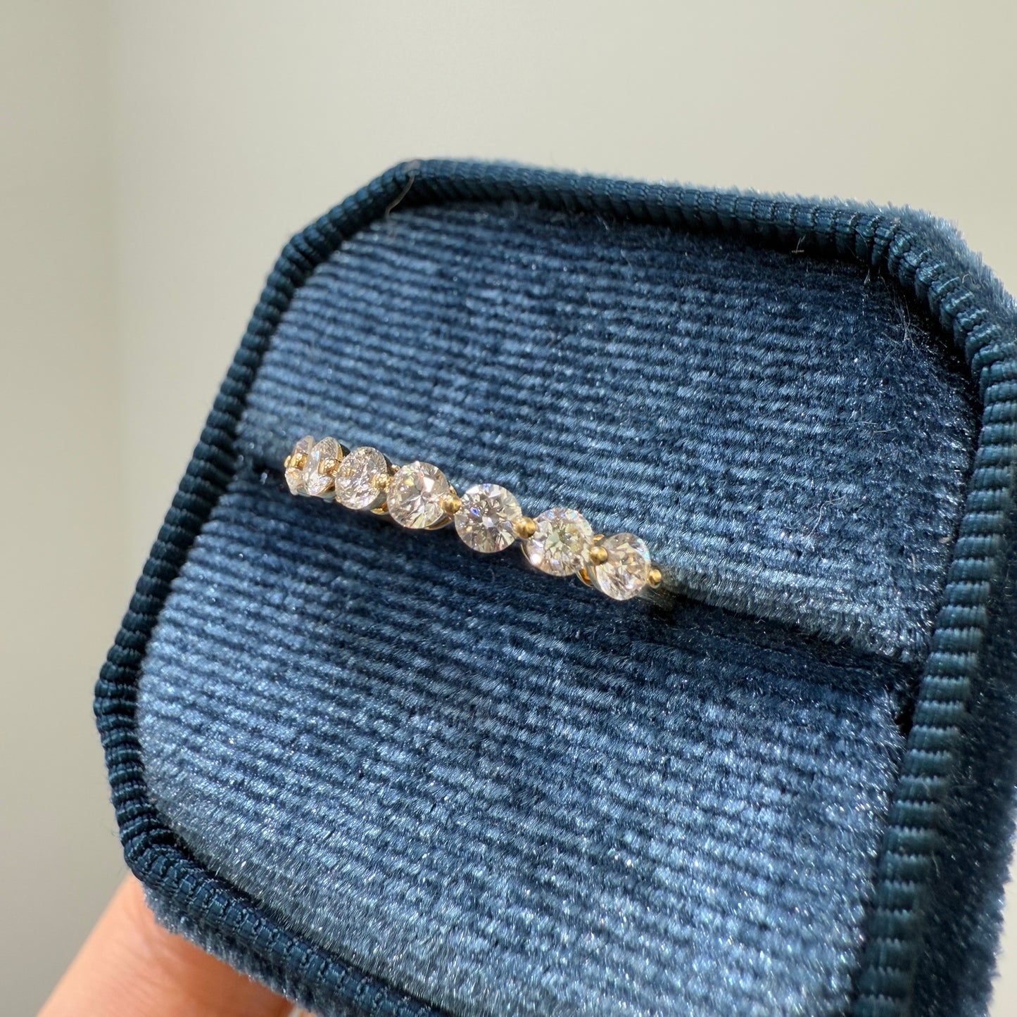 Lab diamond round 0.6ct single prong half eternity ring