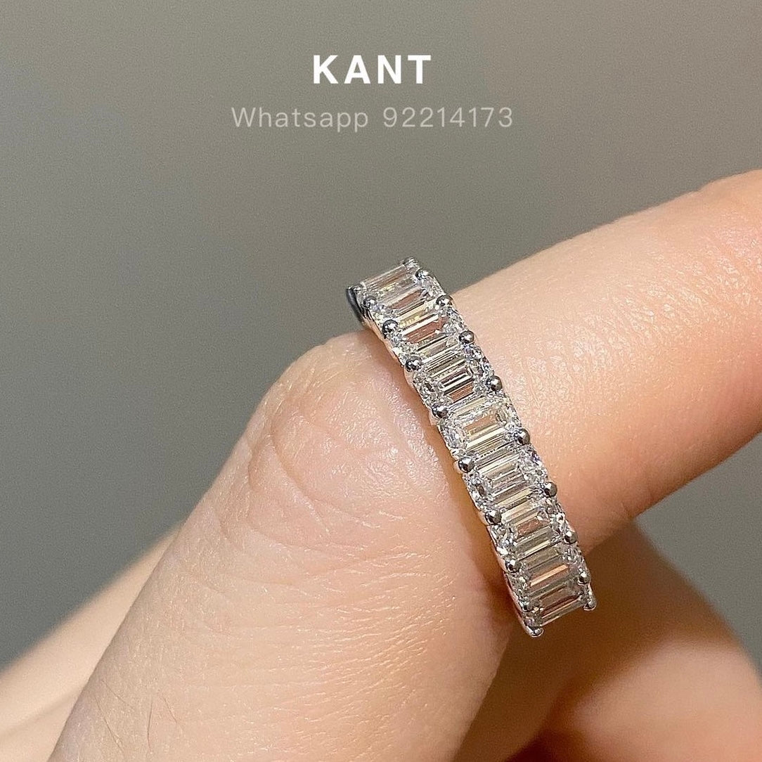 Lab diamond emerald cut half 1.8ct eternity ring
