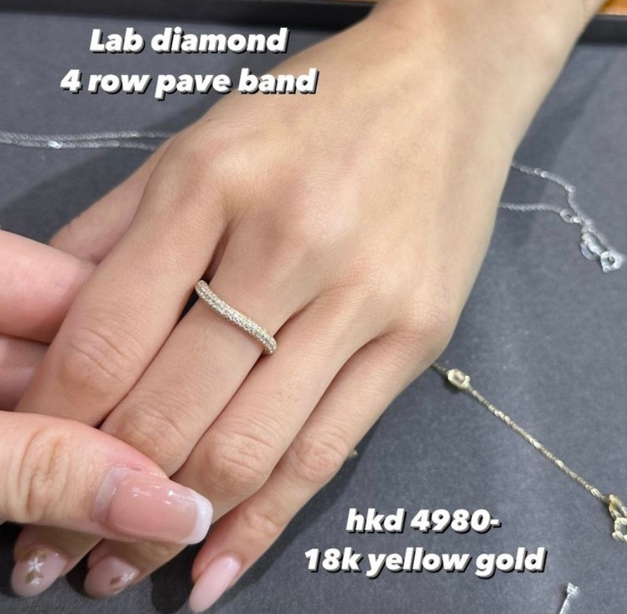 lab diamond 4 row pave band
