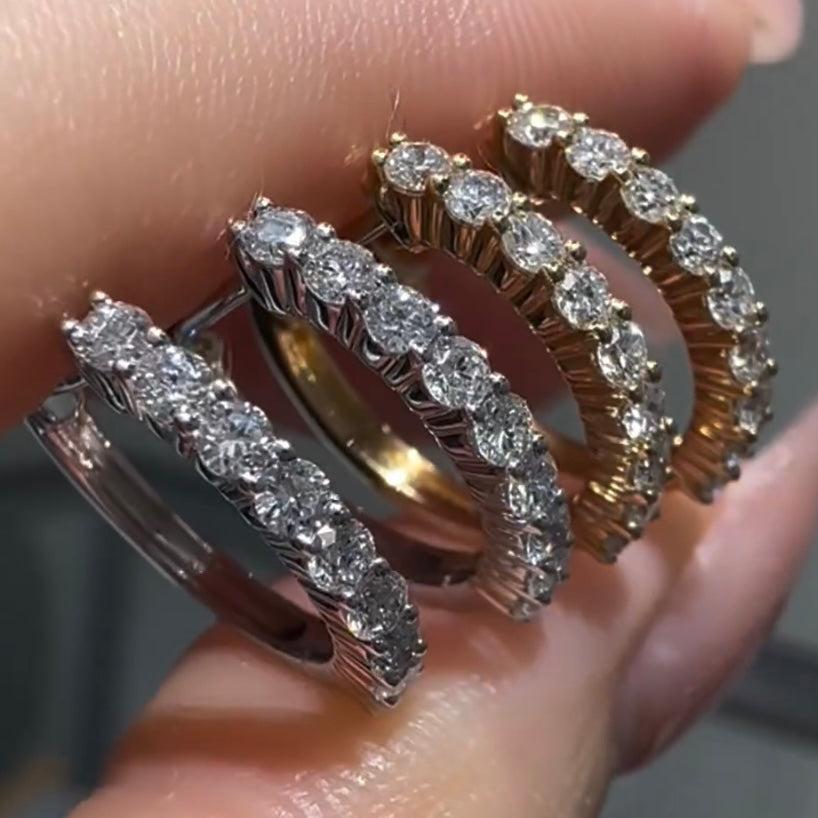14k Lab diamond round 0.5ct 12mm hoop earrings-pair