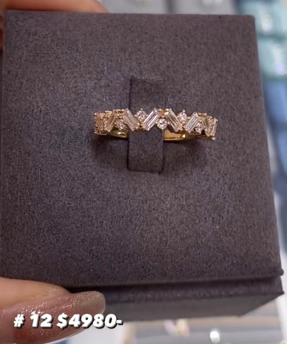 Lab diamond baguette round mix 0.6ct half eternity ring