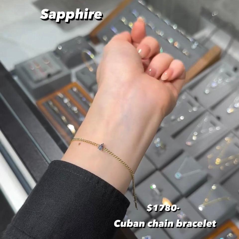 Lab sapphire Pear shape 0.25ct 1.8mm cuban bracelet