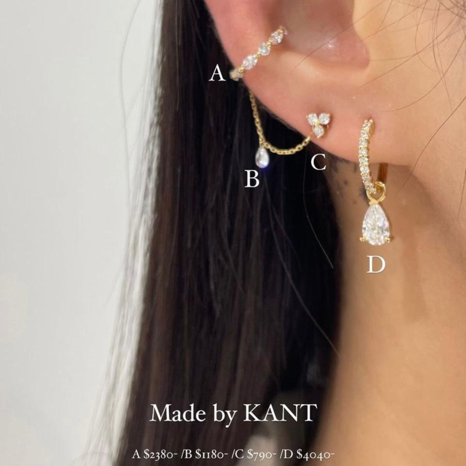 Lab diamond pear shape 0.1ct floating charm chain
