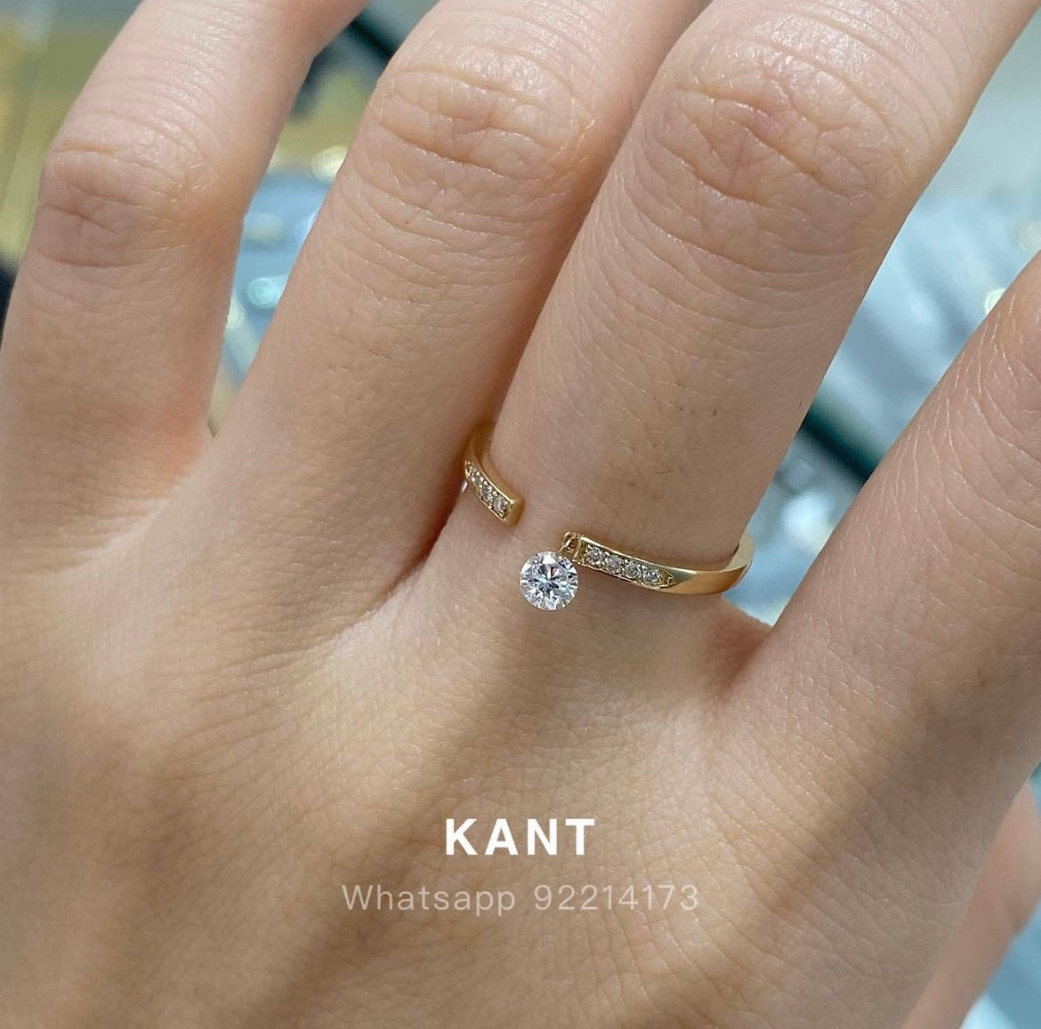 Lab Diamond round 0.2ct floating Diamond Open Ring