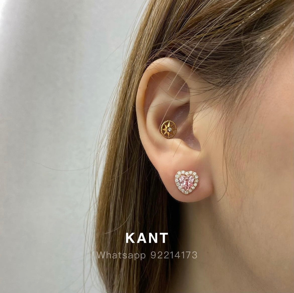 Lab pink sapphire Heart shape halo jacket earrings -pair