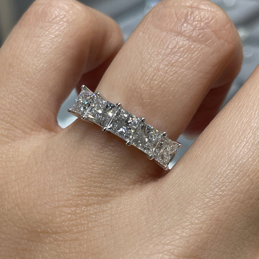 Lab Diamond princess cut 2.5ct half eternity ring