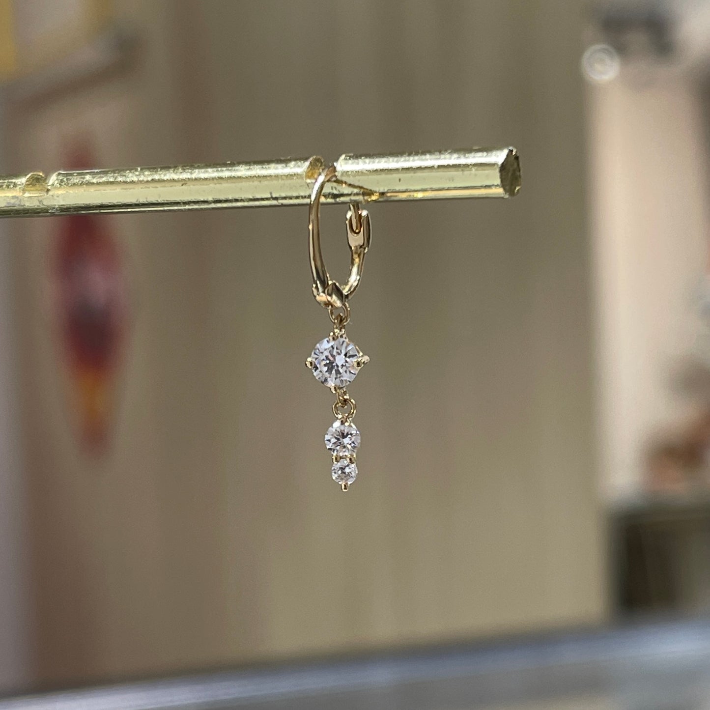 Lab diamond round 0.15ct swing 7mm hoop earring-each