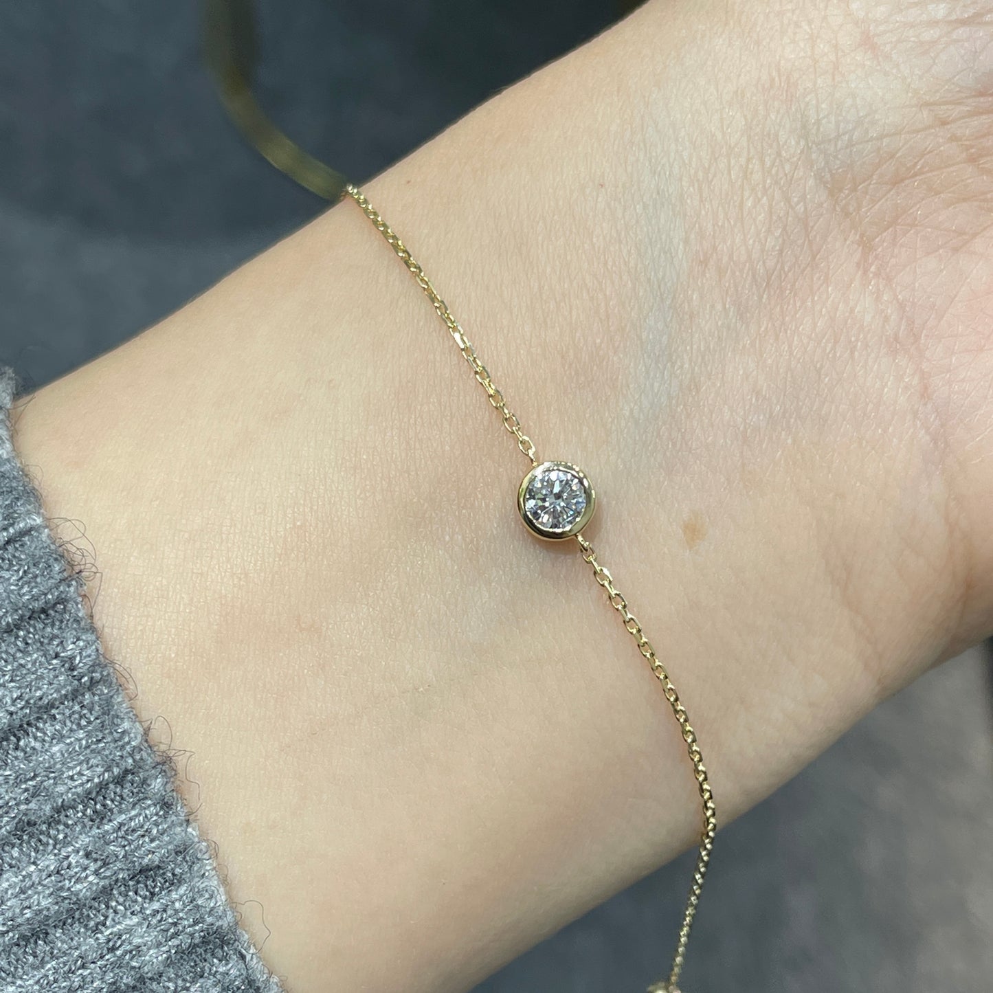Lab diamond round 0.3ct bezel bracelet