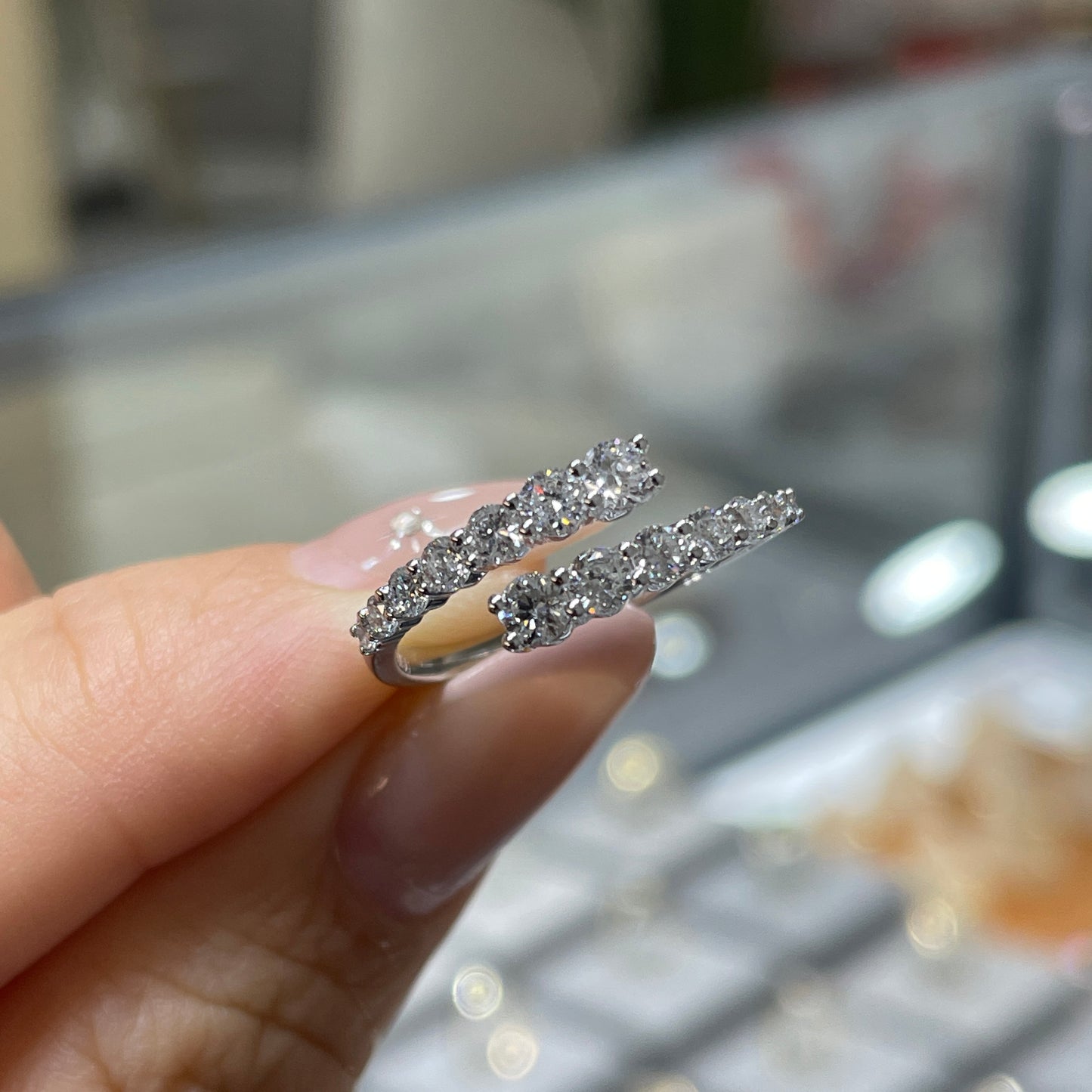Lab diamond round 0.6ct half eternity z open ring