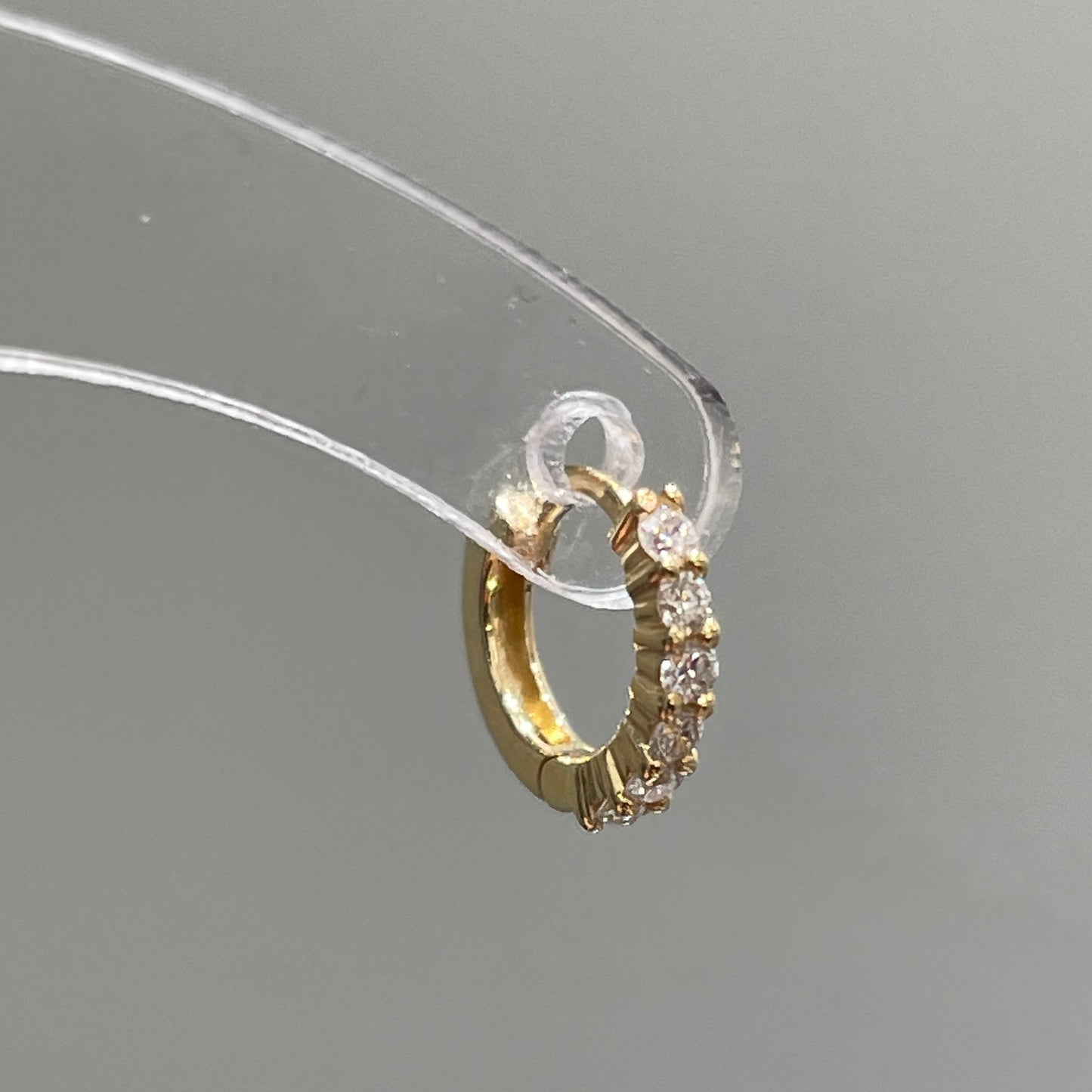 Lab diamond round 6mm hoop earring-each