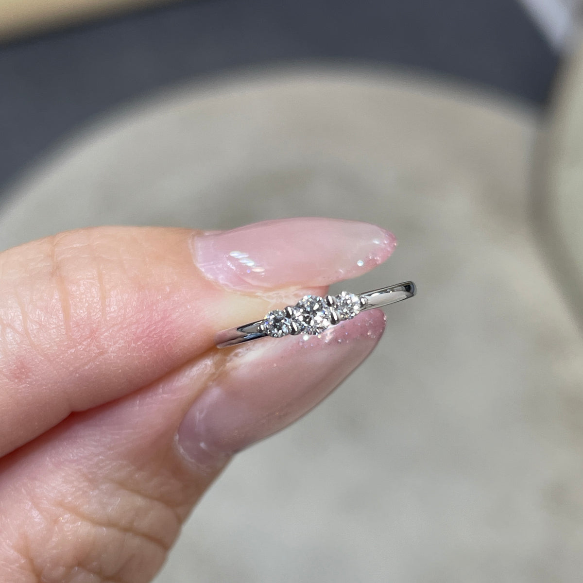 9K Lab diamond Round 0.13ct trio pinky ring