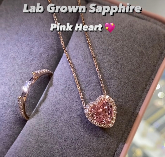 Lab grown sapphire Heart 1.4ct two way  halo ring