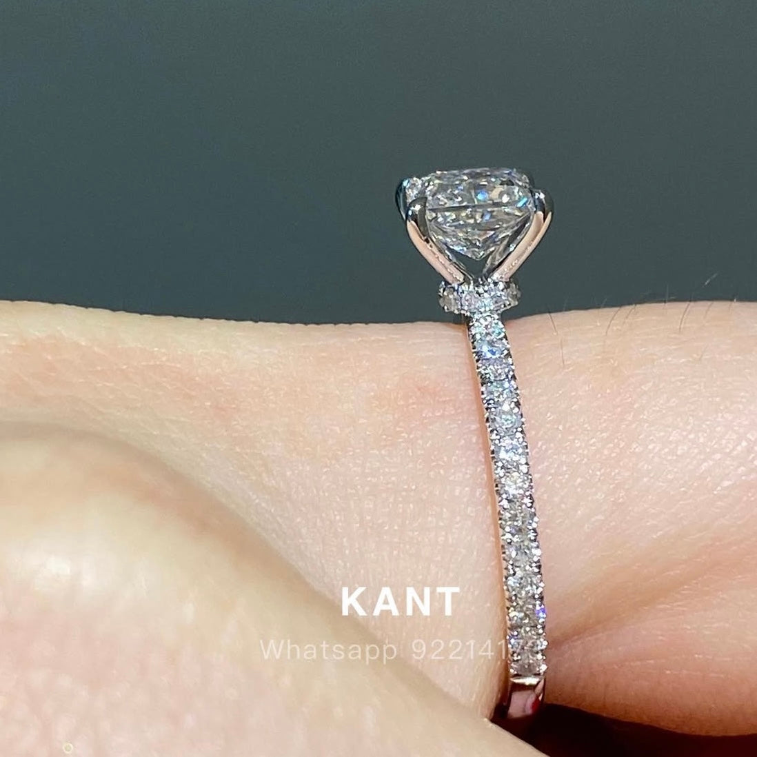 IGI Lab diamond Princess cut 1ct underhalo pave ring