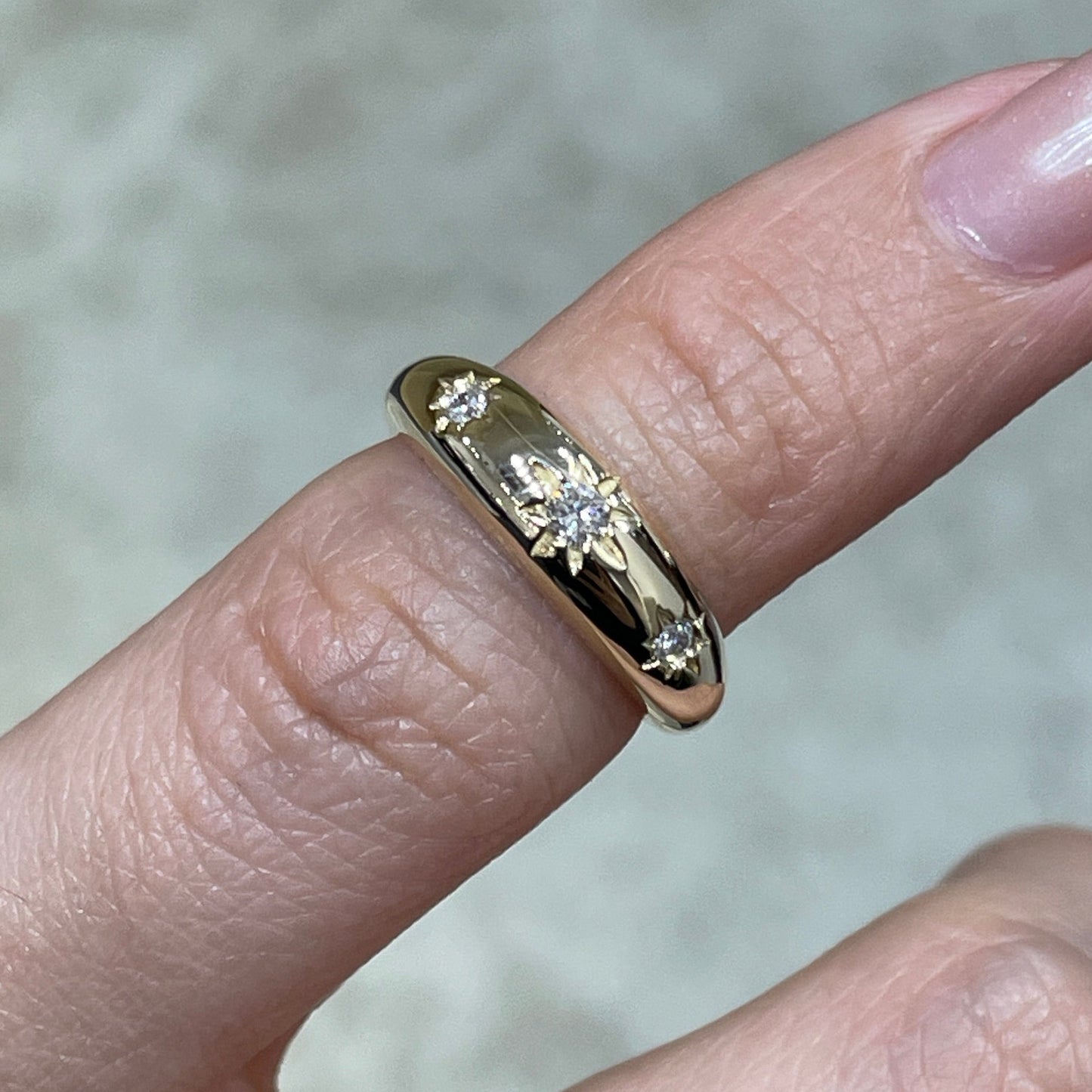 9K Lab diamonds round trio star dome pinky ring