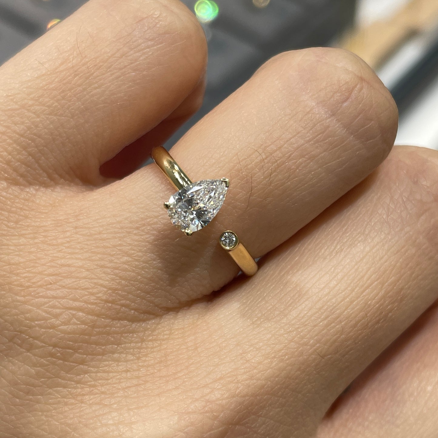 Lab Diamond Pear 0.6ct open ring
