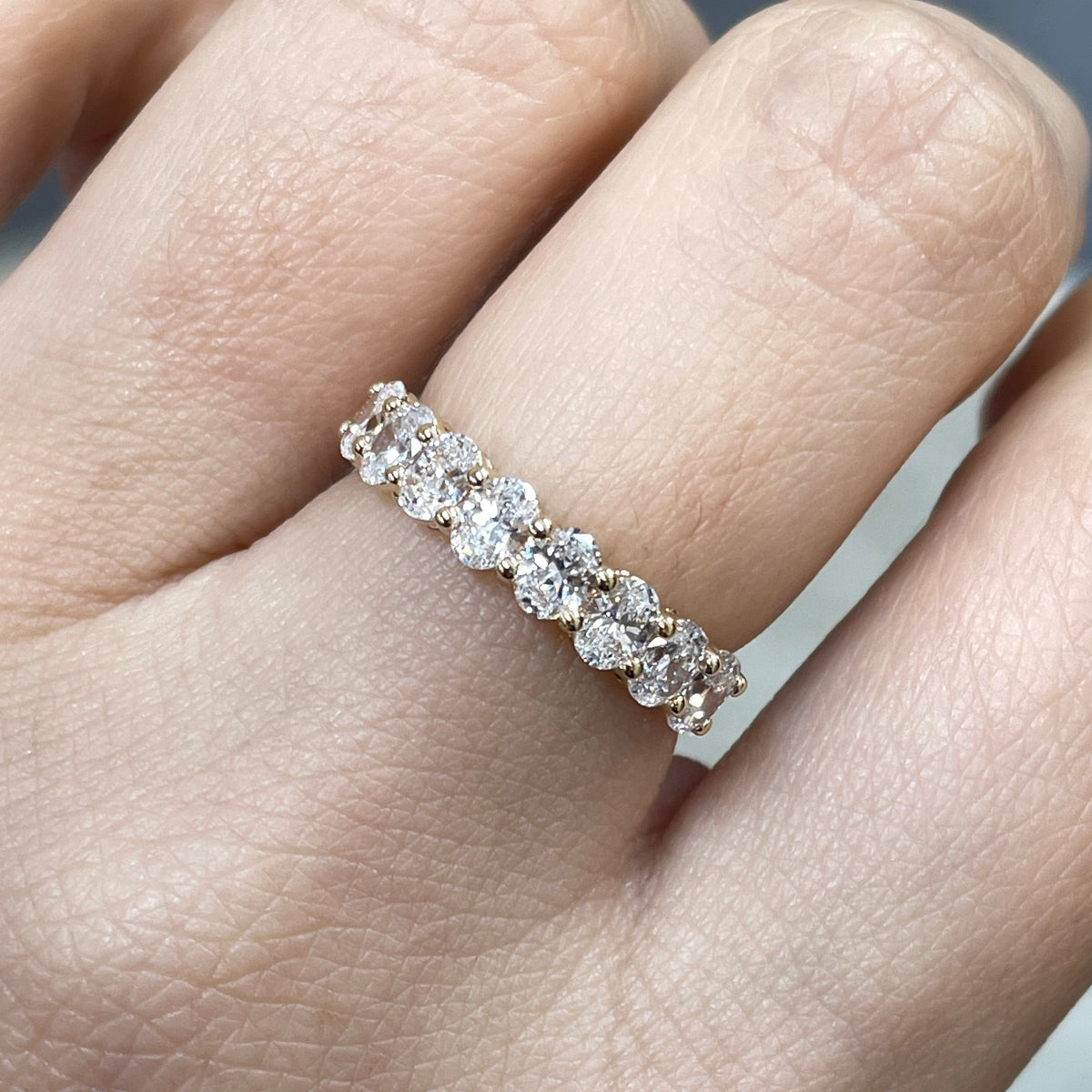 14k Lab diamond oval shape 1.2ct half eternity ring