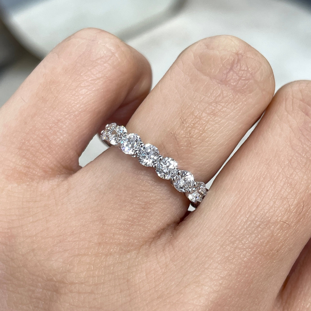 9k Lab diamond round 3ct full eternity ring