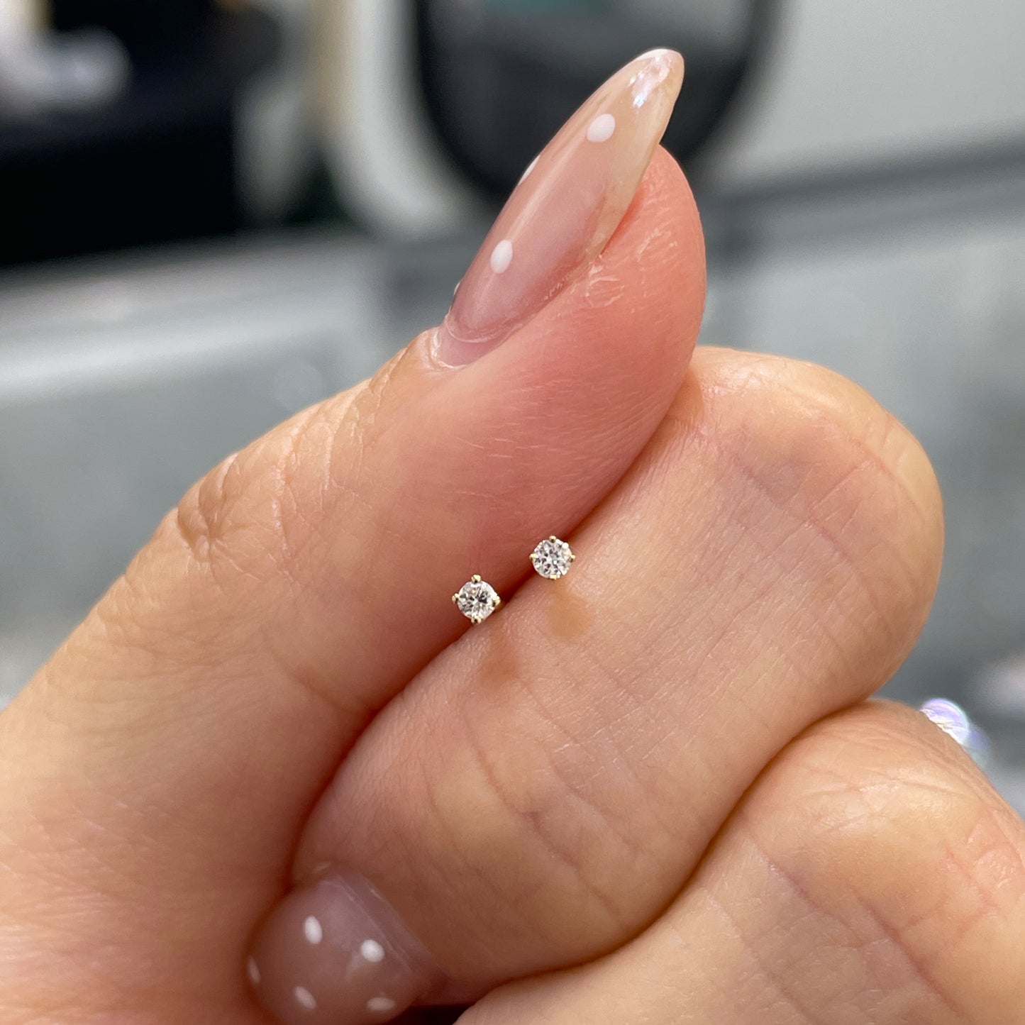 Lab diamond round 2pt four-prong stud earring-each