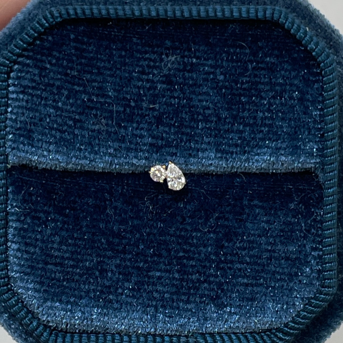 Lab diamond Pear and round toi et moi stud earring-each