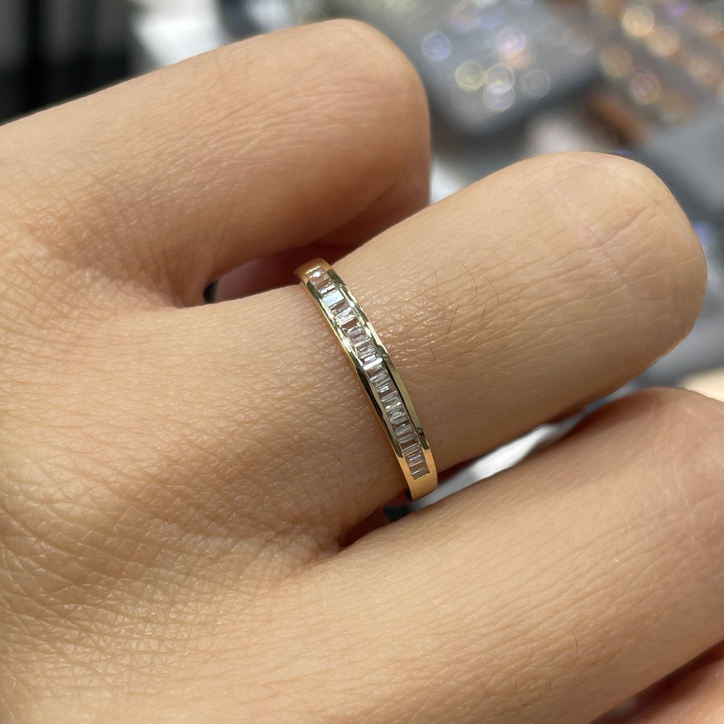 Lab Diamond baguette 0.1ct channel set half eternity ring