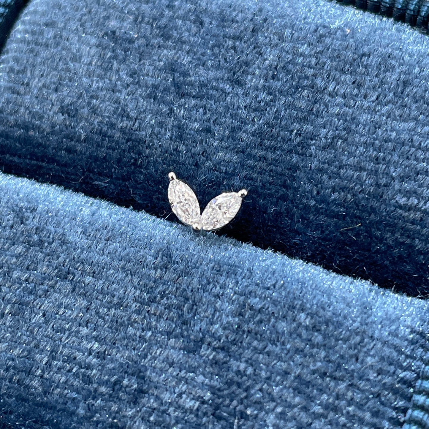 Lab diamond dolphin tail stud earring-each