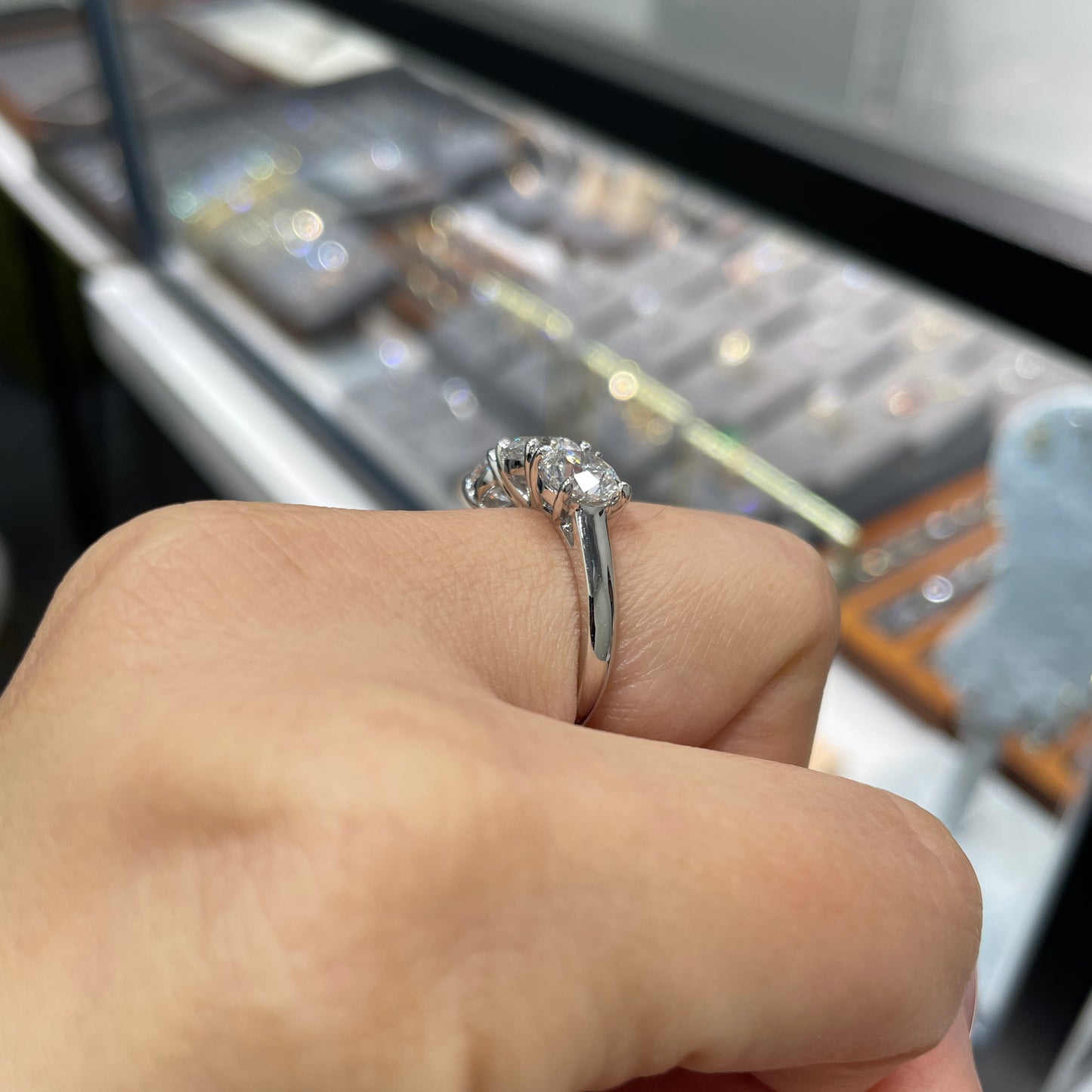Lab Diamond round 3ct three stone ring