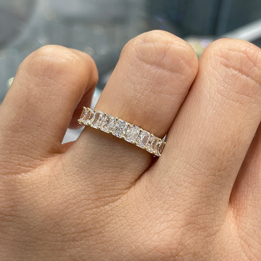 Lab diamond Radiant cut 1.35ct half eternity straight vertical line band ring
