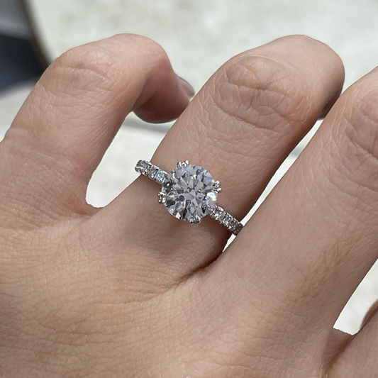 IGI Lab diamond Round 2ct four double prong pave ring