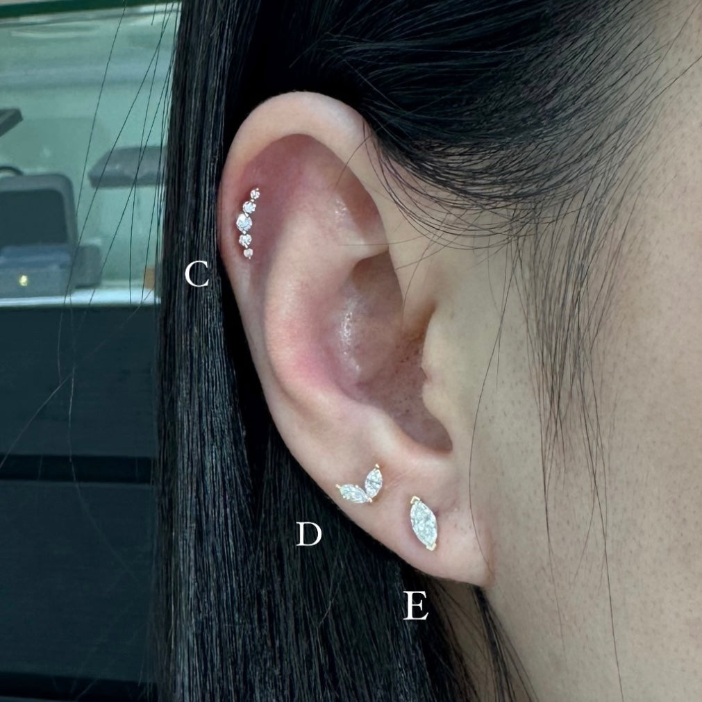 Lab diamond smile stud earring-each