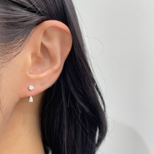 Lab diamond round and pear 0.4ct L jacket earrings-pair