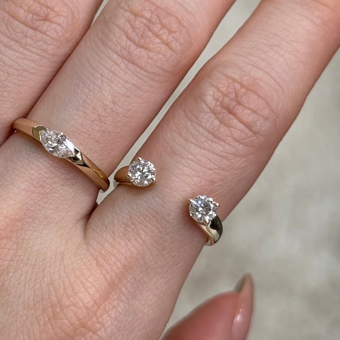 9K Lab Diamond round 0.6ct duo invisable open ring