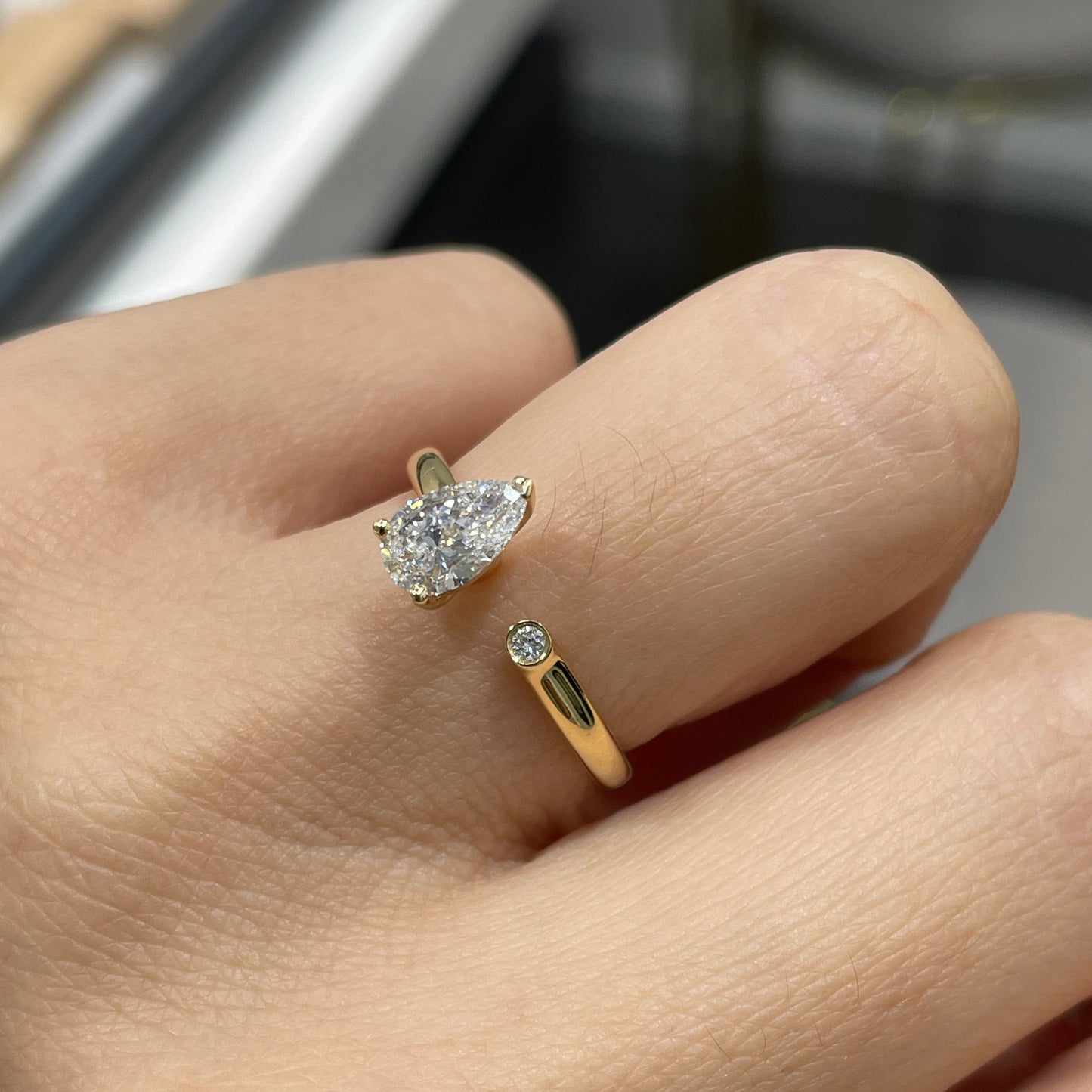 Lab Diamond Pear 0.6ct open ring