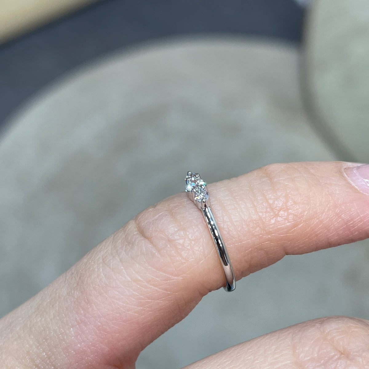 9K Lab diamond Round 0.13ct trio pinky ring