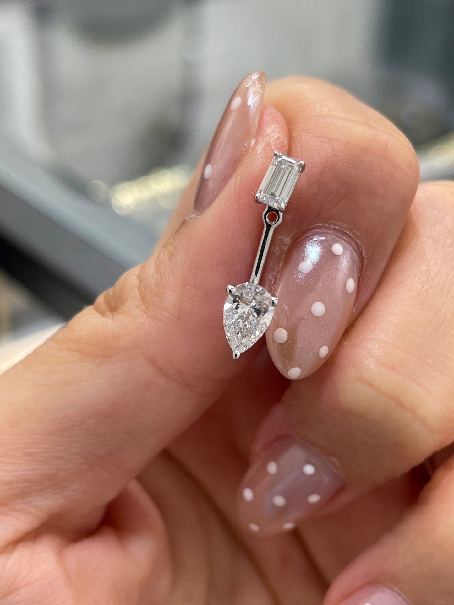 Lab diamond Emerald cut with pear shape L jacket 1.6ct earrings-pair