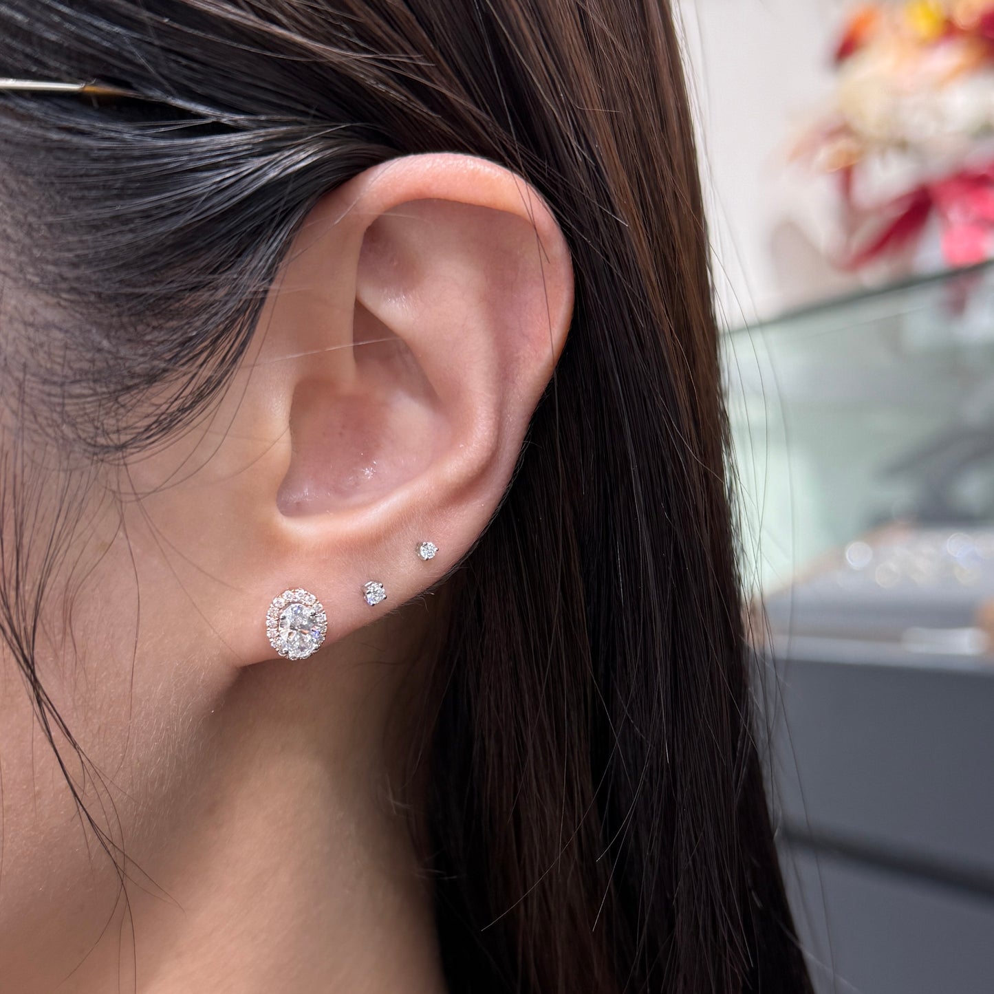 Lab diamond oval shape 1.2ct with removable halo jacket earrings-pair