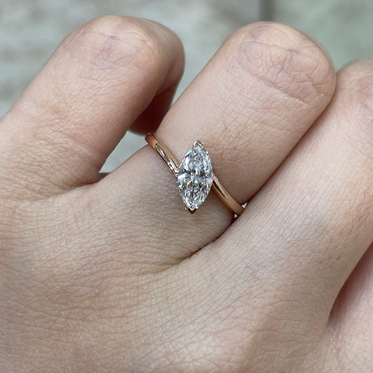 Lab diamond Marquise shape 0.7ct Twist band ring