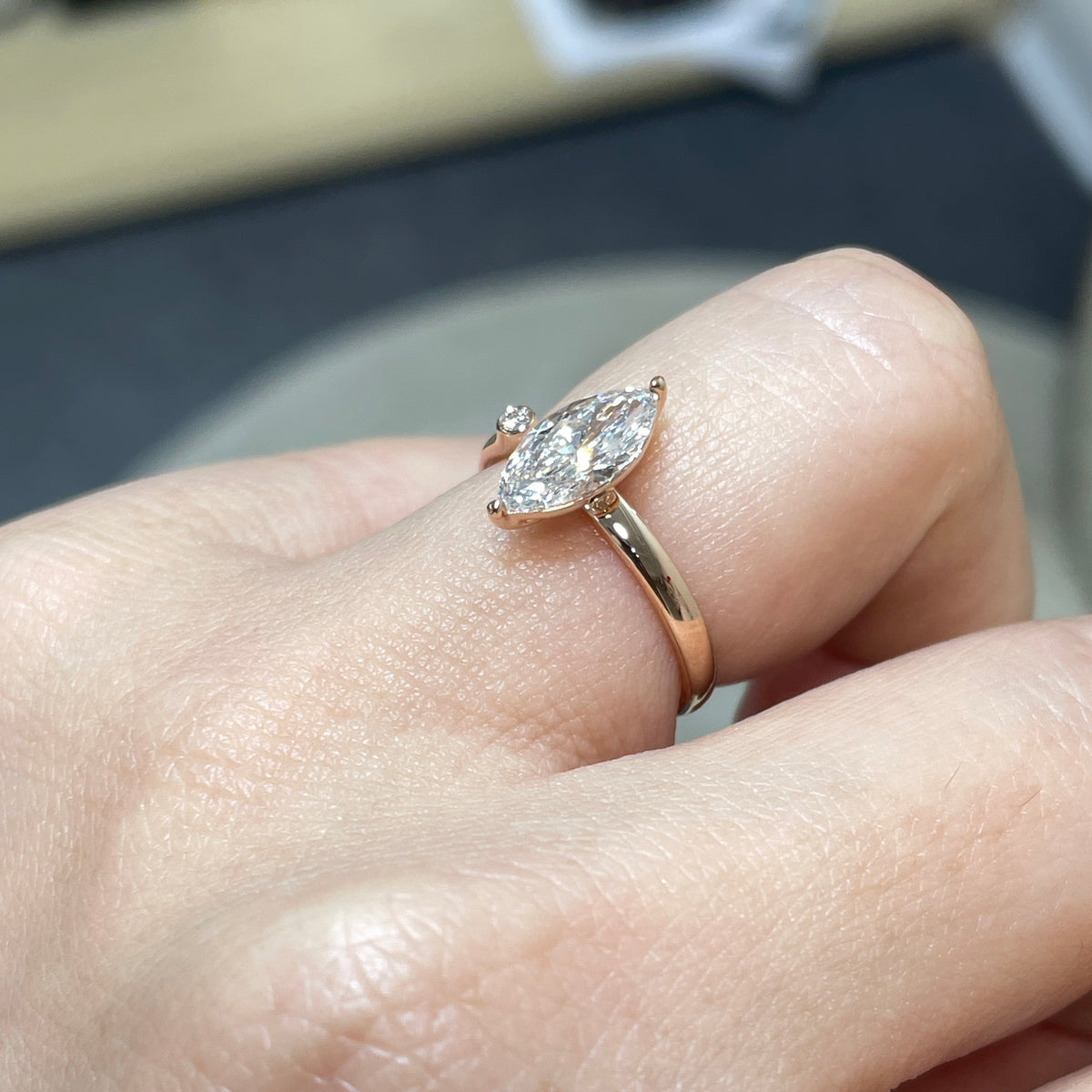 IGI Lab diamond marquise shape 1ct open ring