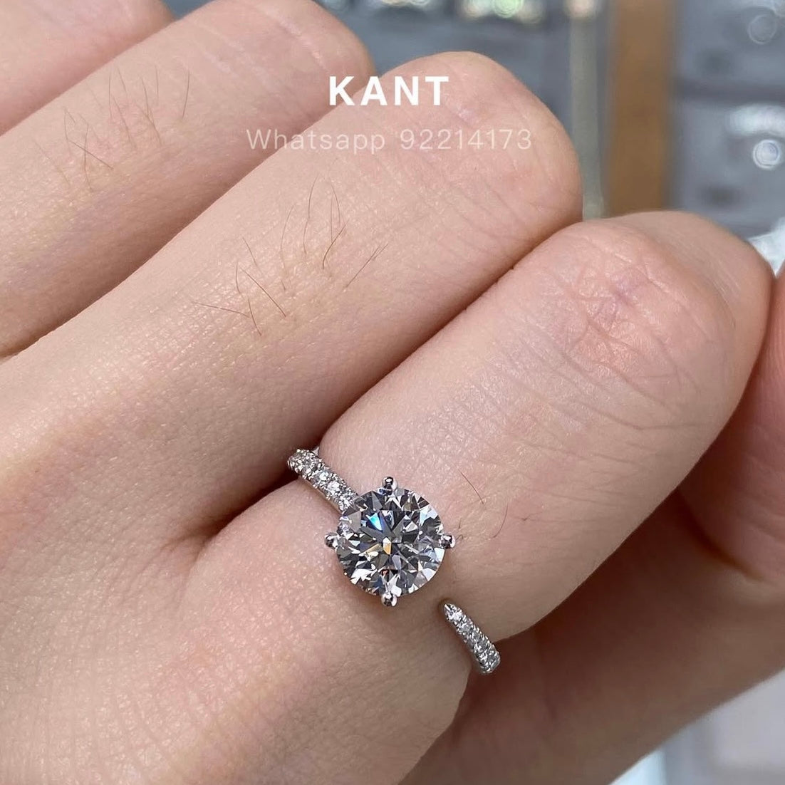 Lab diamond Round 1ct open pave ring