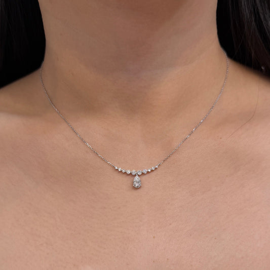 14k Lab diamond pear and round 1ct with smile necklace