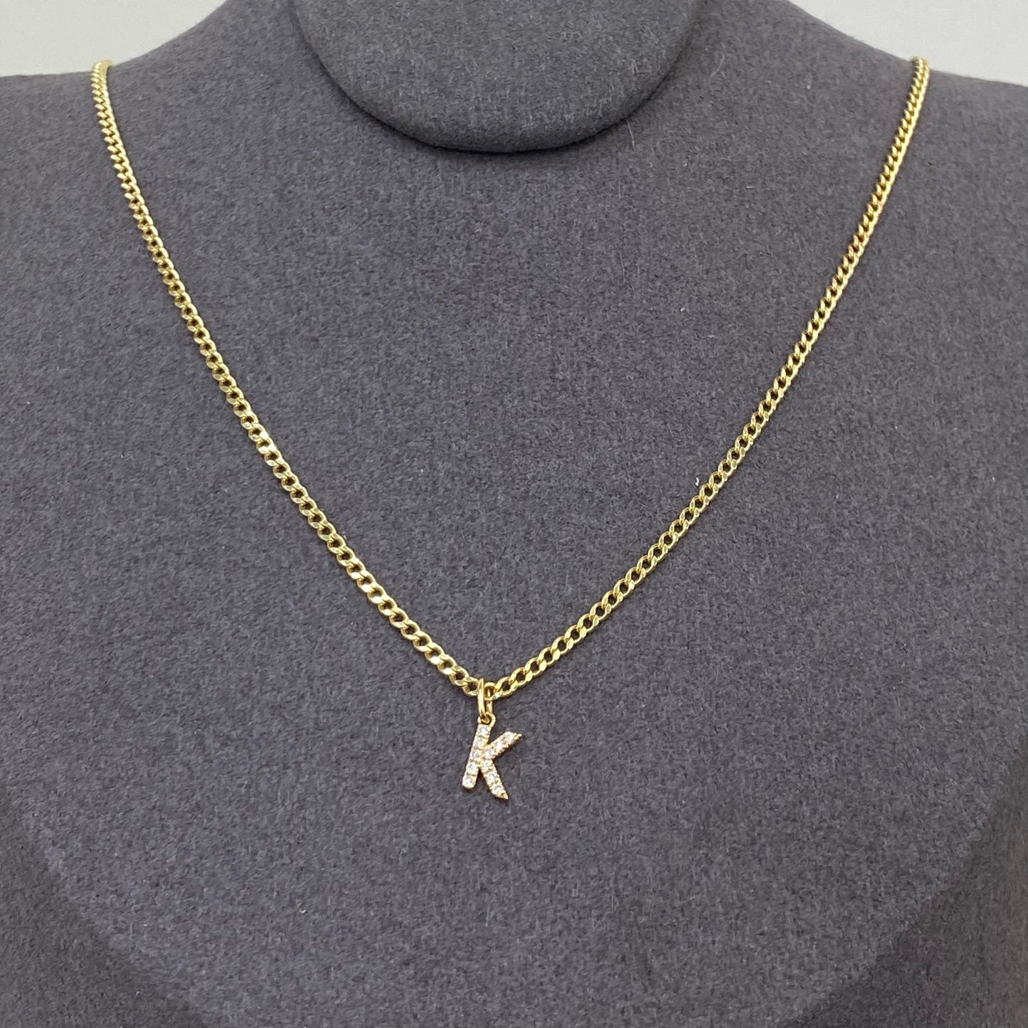 Lab biamond initials pendant with cuban necklace