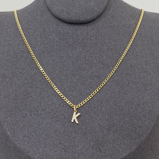 Lab biamond initials pendant with cuban necklace