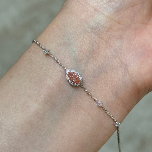 IGI Lab pink diamond pear shape 0.35ct halo with little diamond bracelet