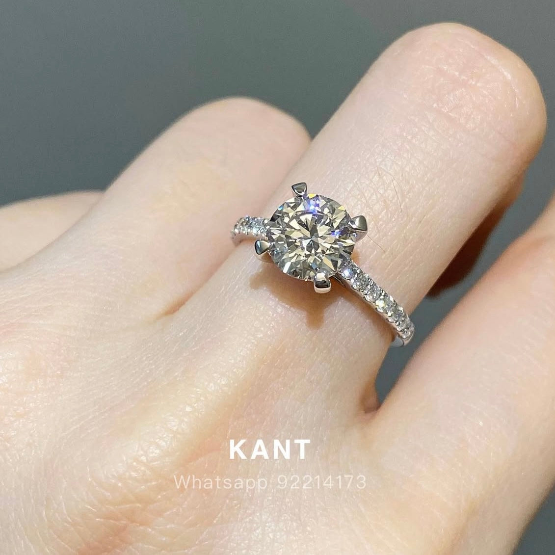 IGI lab diamond round 1.5ct four prong pave ring