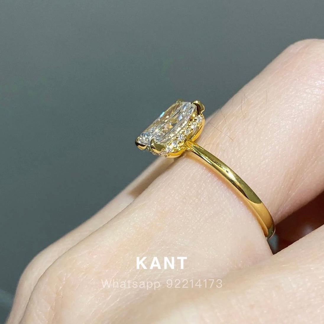 IGI Lab diamond Radiant cut 1.8ct four-prong underhalo ring