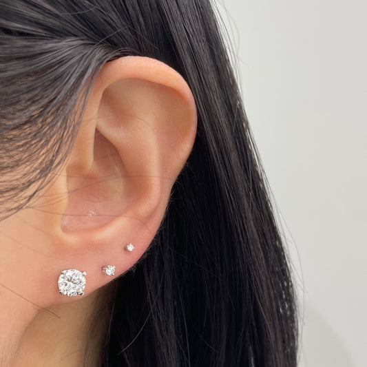 Lab diamond round 2ct classic four-prong stud earrings-pair