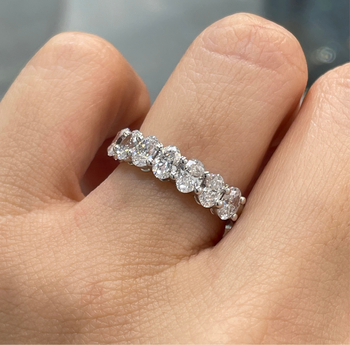 Lab diamond Oval shape 1.4ct half eternity ring